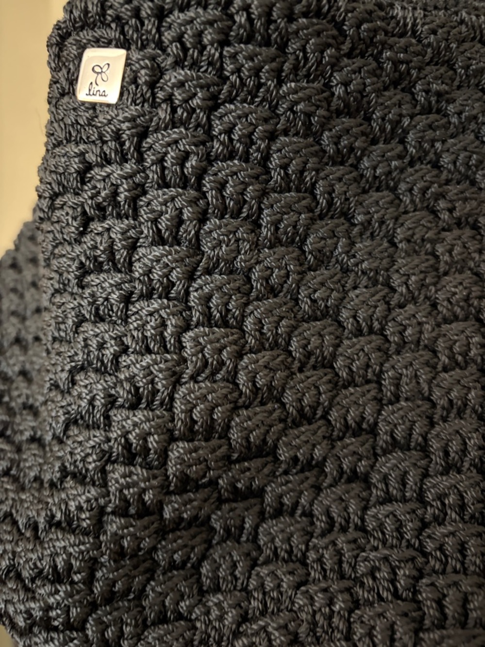 Lina Black Crocheted All Season Shoulder Bag Never Carried - Picture 2 of 6